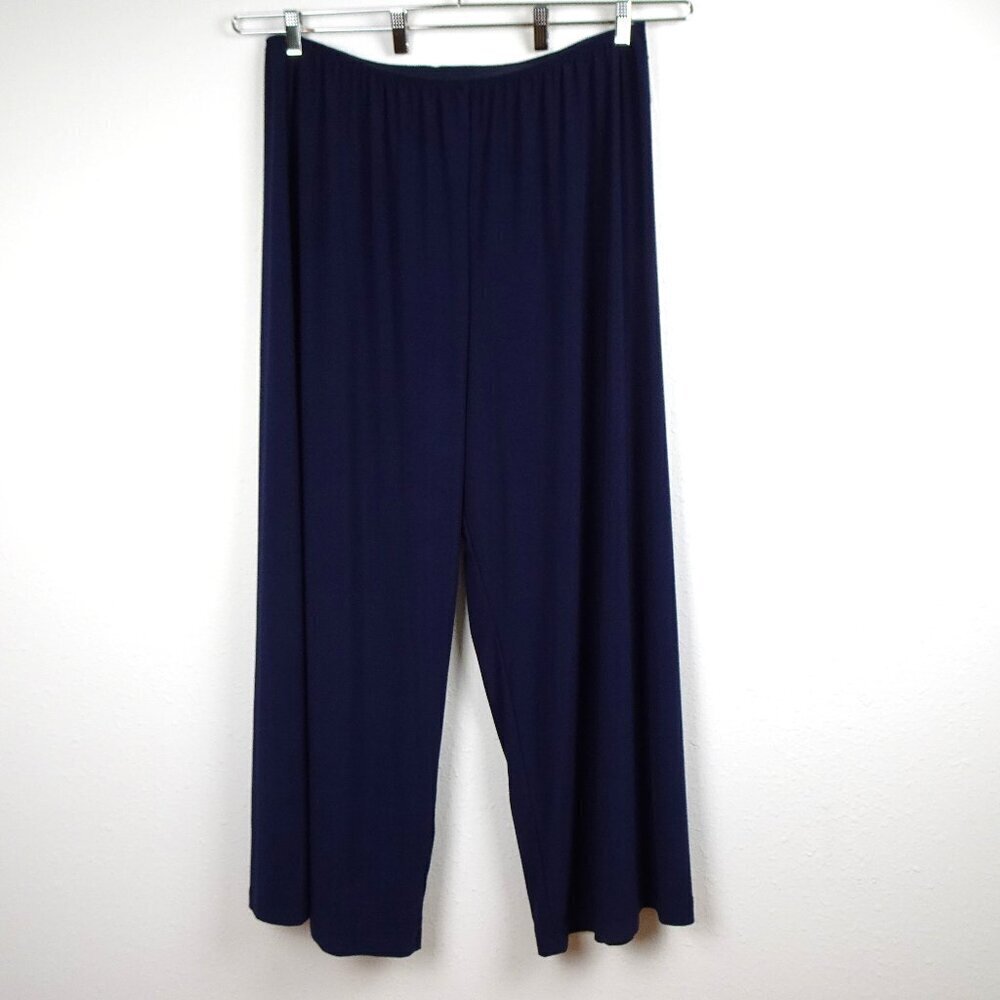 Alex Evenings Wide Leg Pants Women's Plus Size 3X Blue Chiffon Dressy Cocktail